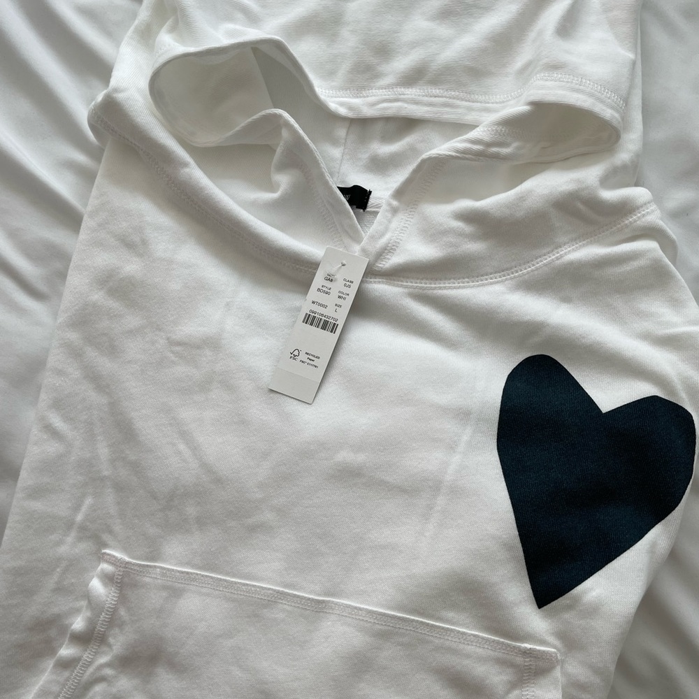 J.CREW white hoodie w/navy blue heart